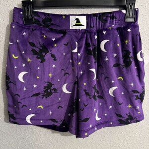 NEW Women Velour Lounge Pajama Shorts Purple Violet Witch Moon Cozy Soft XS-L